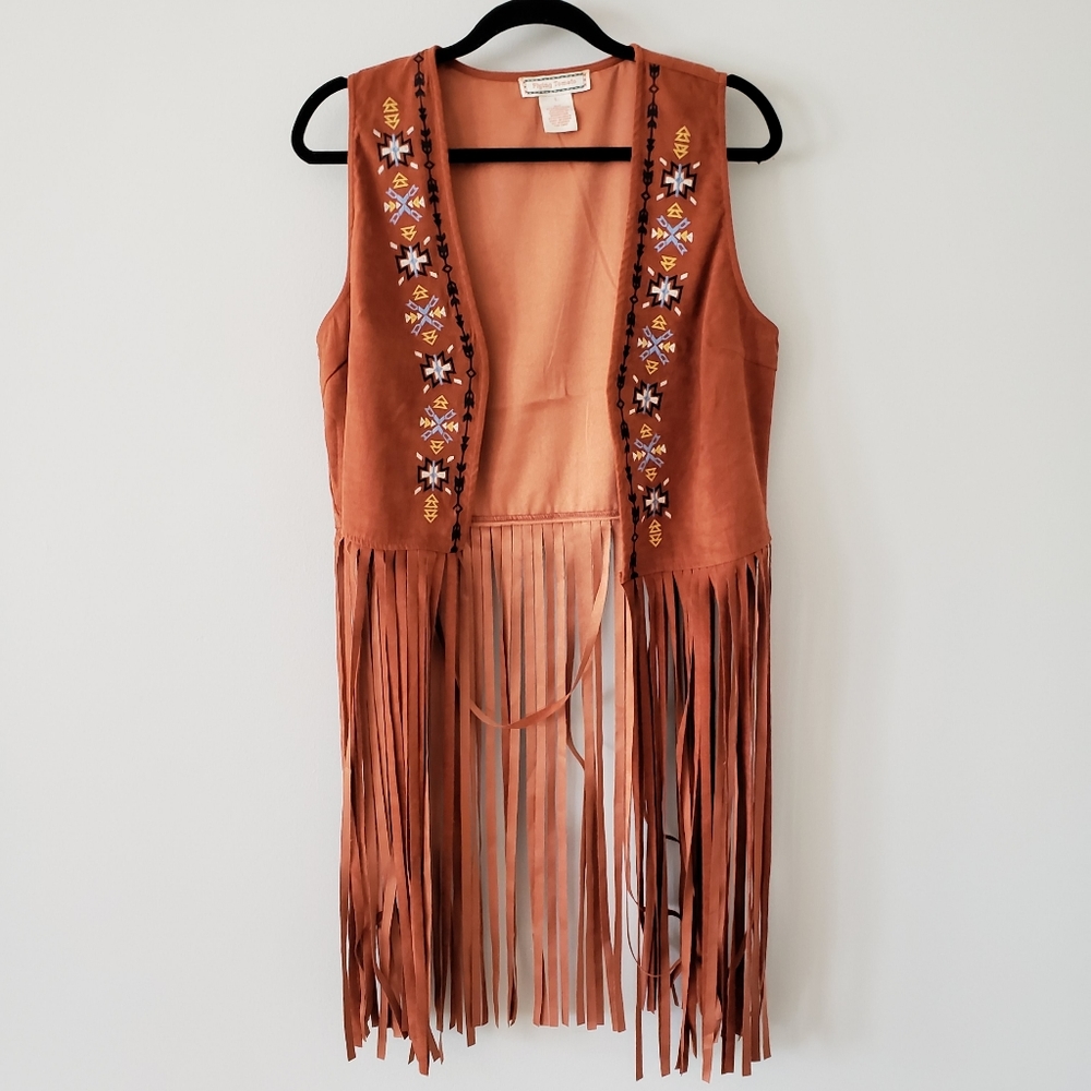 Fringe embroidered vest